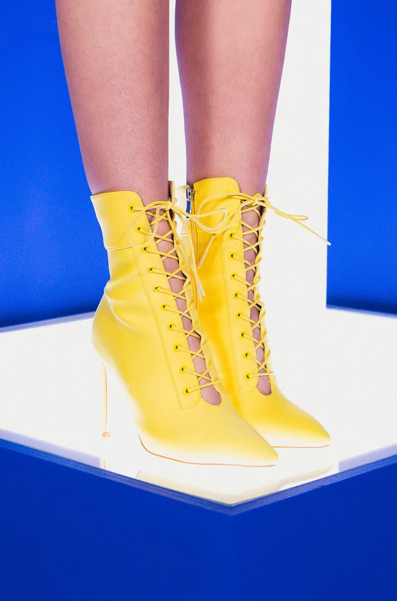 AZALEA WANG LIGHT ME UP STILETTO BOOTIE IN YELLOW