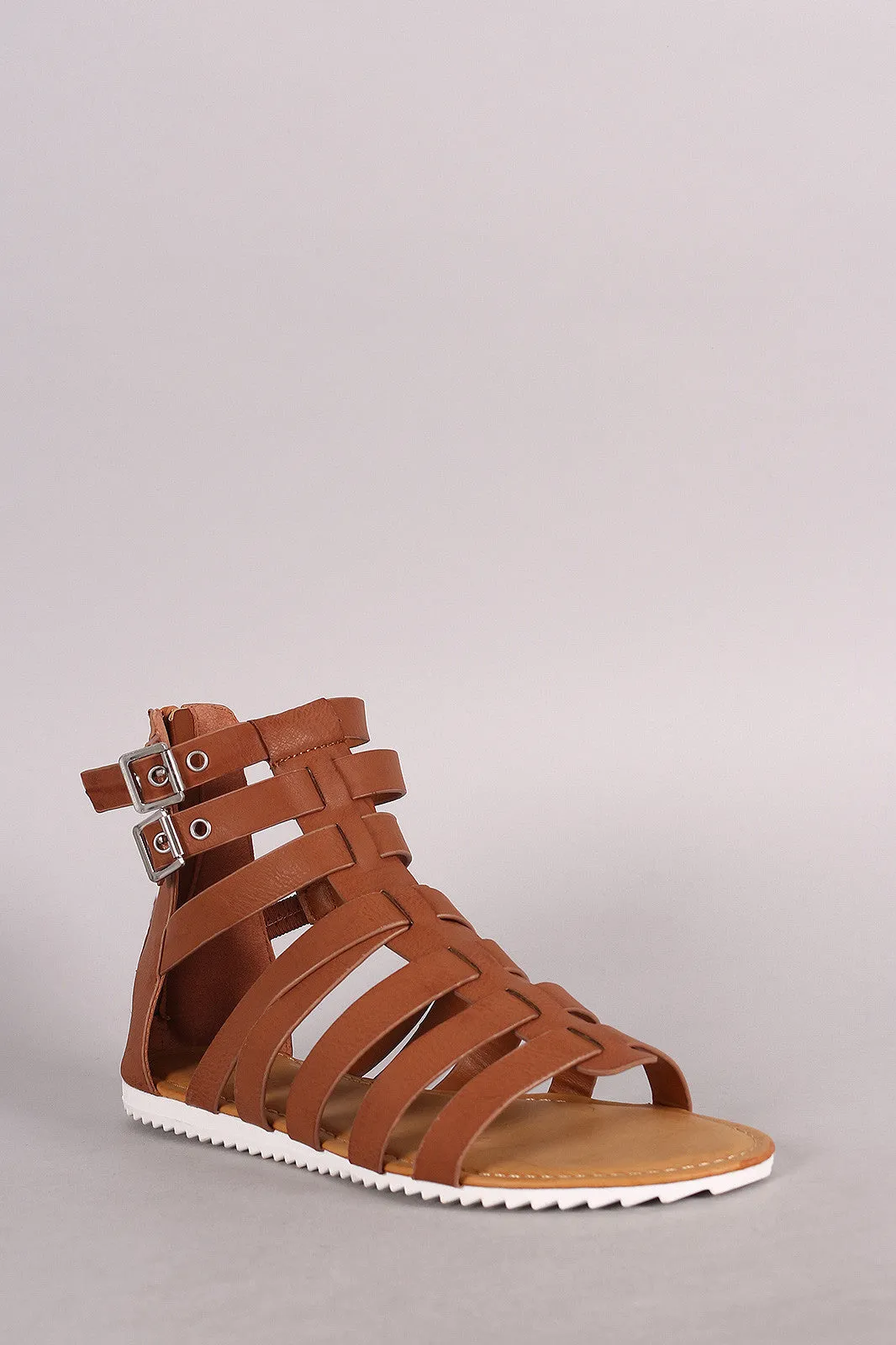 Bamboo Strappy Lug Sole Flat Sandal