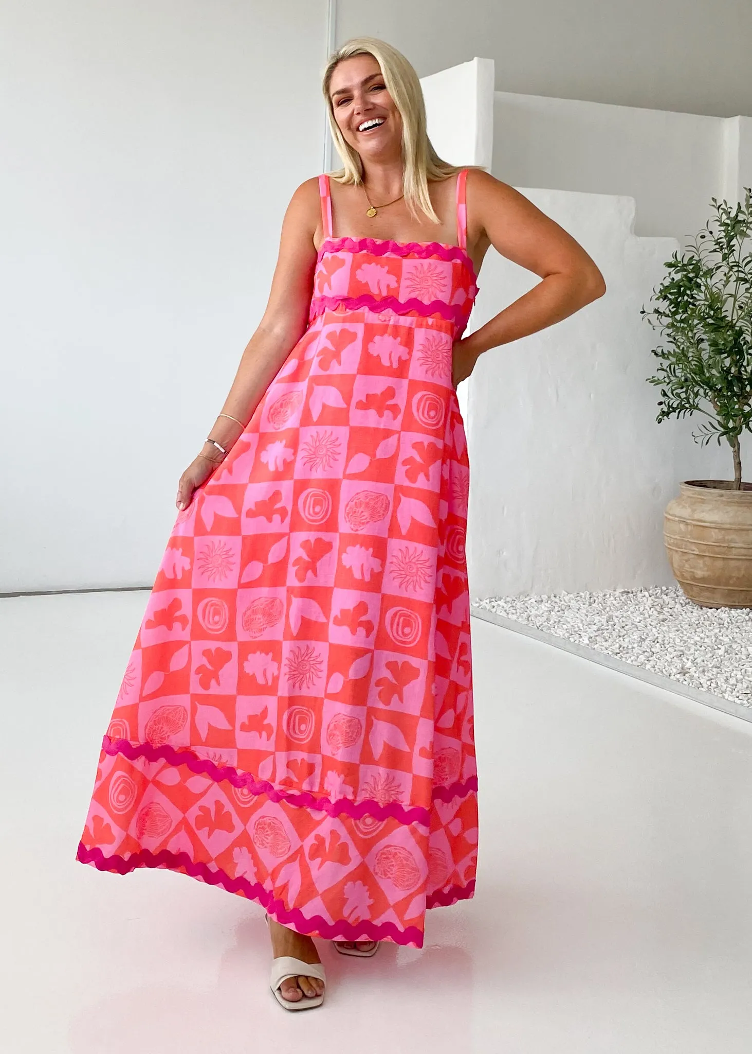 Breezy Maxi Dress - Pink Abstract