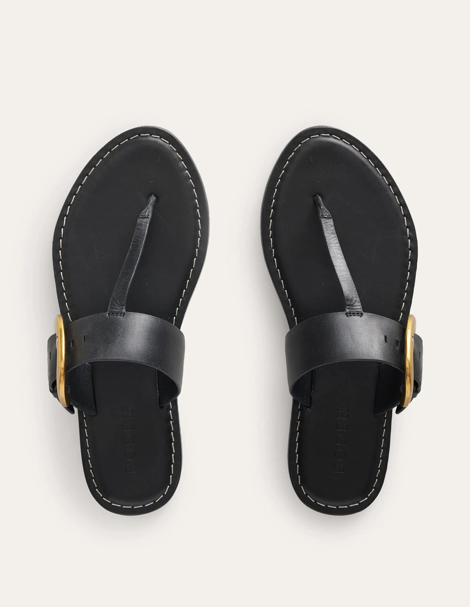 Buckled Toe-Post Sandals-Black