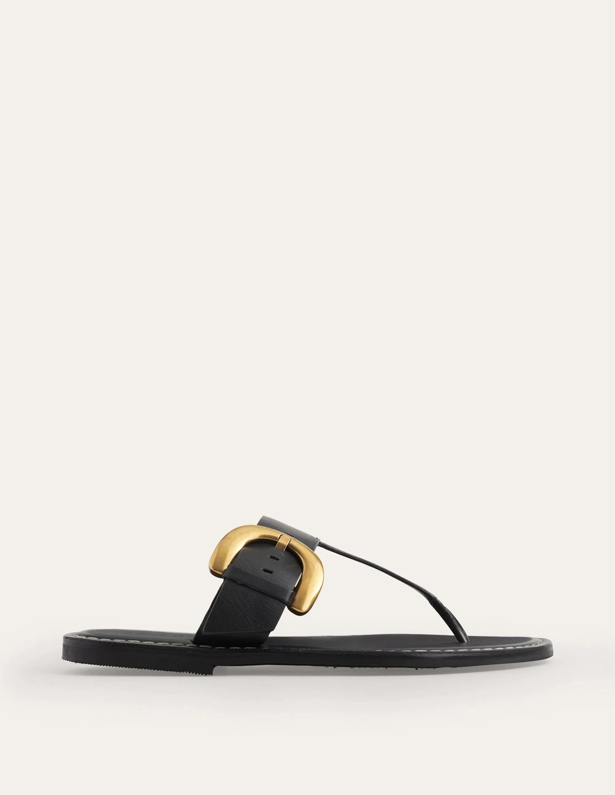 Buckled Toe-Post Sandals-Black