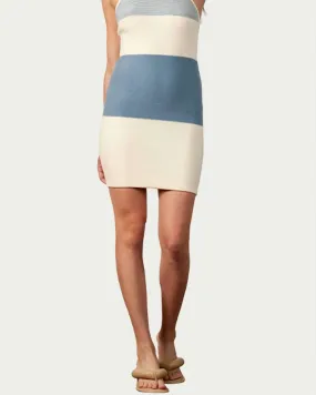 Candytuft Knitted Halterneck Mini Dress in Ivory/Blue | Ivory/Blue