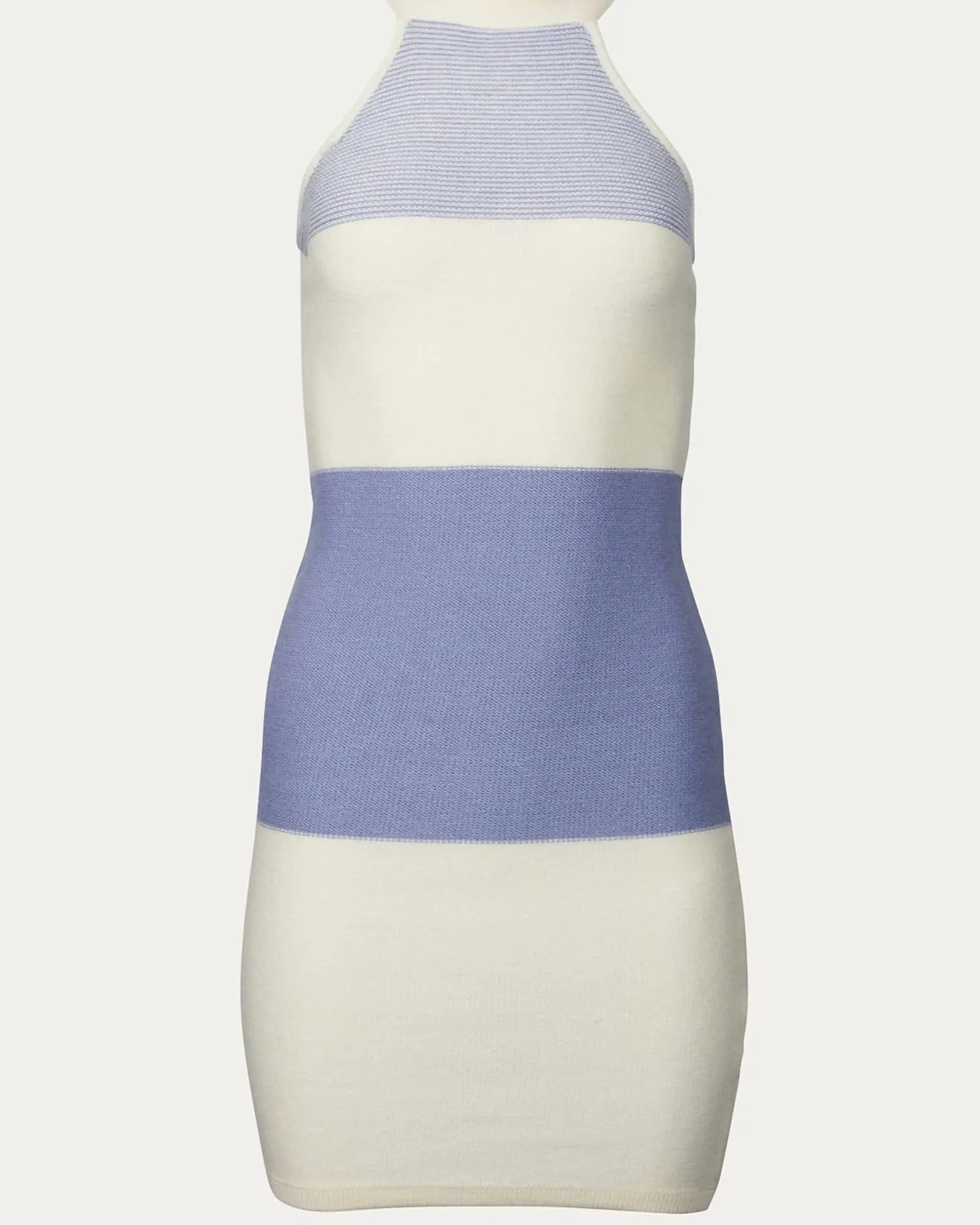 Candytuft Knitted Halterneck Mini Dress in Ivory/Blue | Ivory/Blue