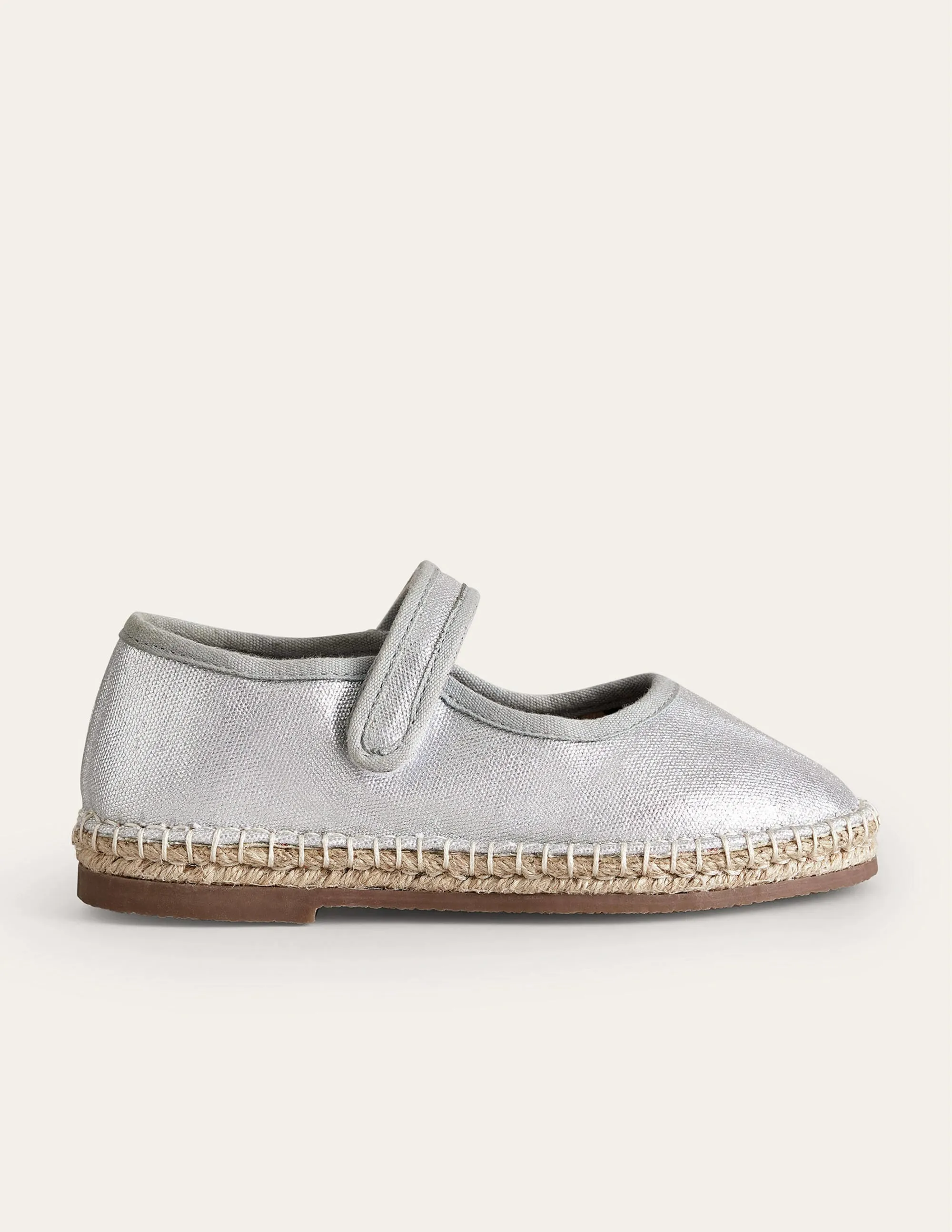 Canvas Trim Espadrilles-Metallic Silver