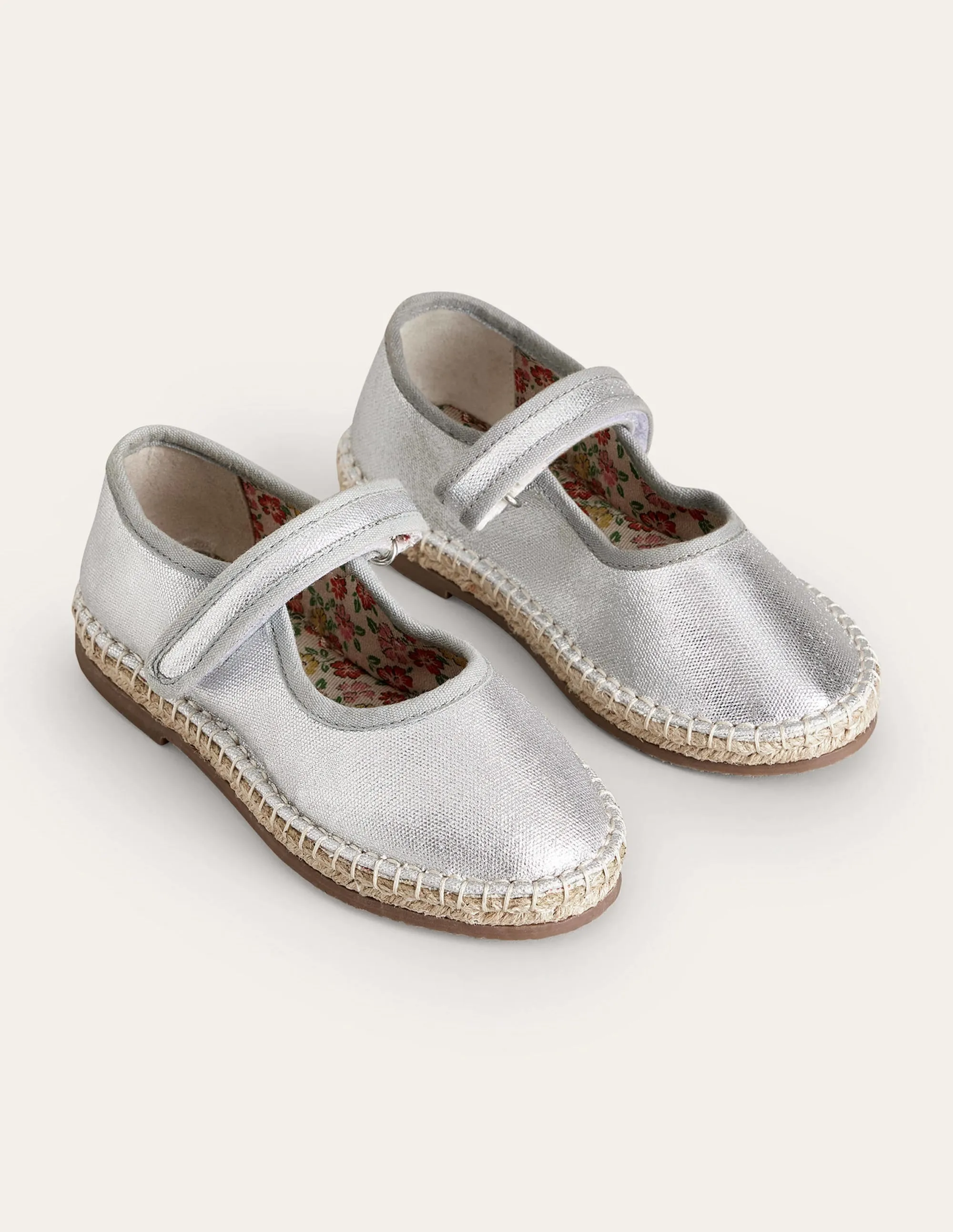 Canvas Trim Espadrilles-Metallic Silver