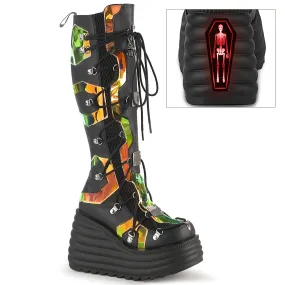 Demonia Blaze-152 LED Light-Up Back Coffin Knee High Boot