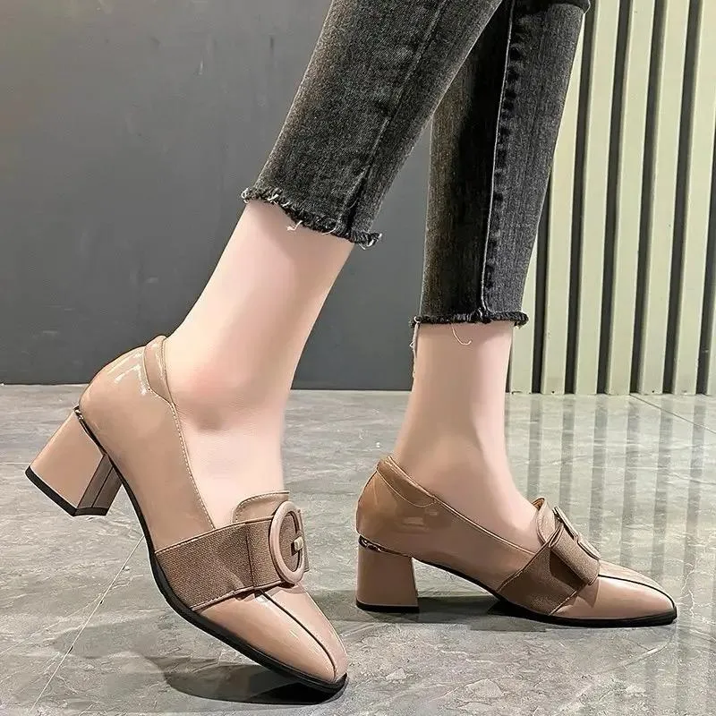 High-heeled Single Shoes Women's New Autumn Fashion Soft Leather Loafers S38254