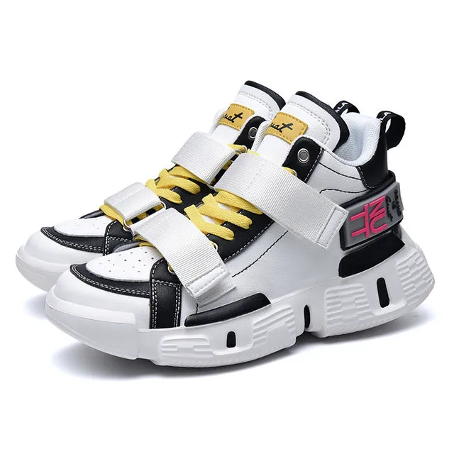 High Top Straps with Rubber Print Men Sneakers