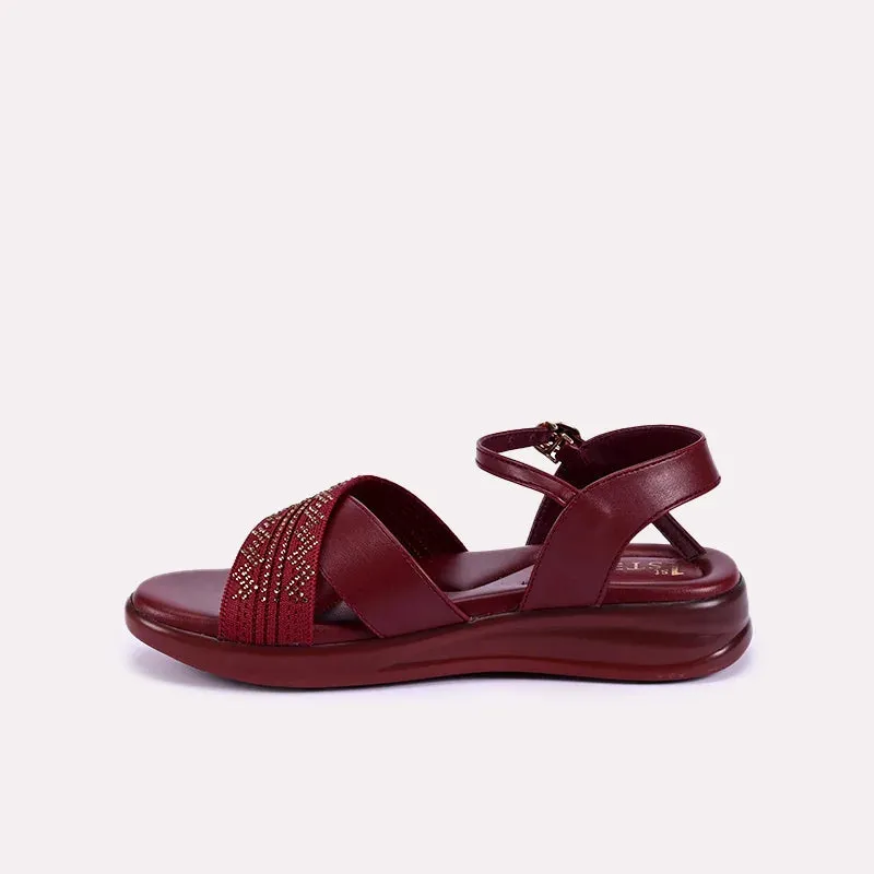 Jocasta Maroon Comfy Sandals 0421053