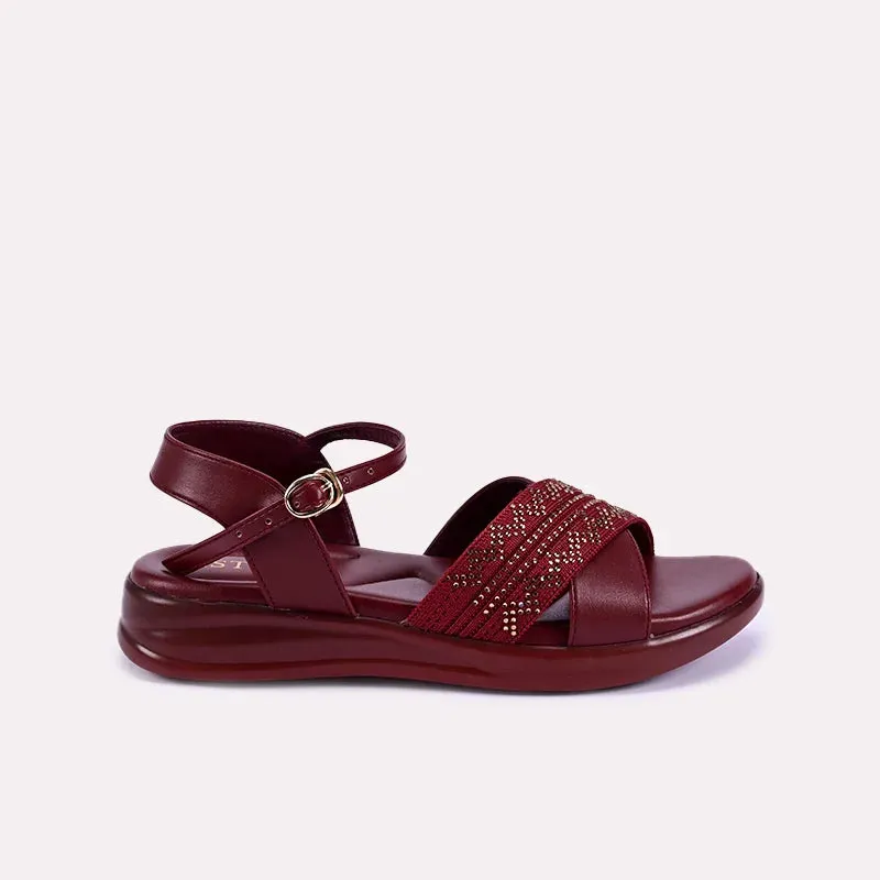 Jocasta Maroon Comfy Sandals 0421053