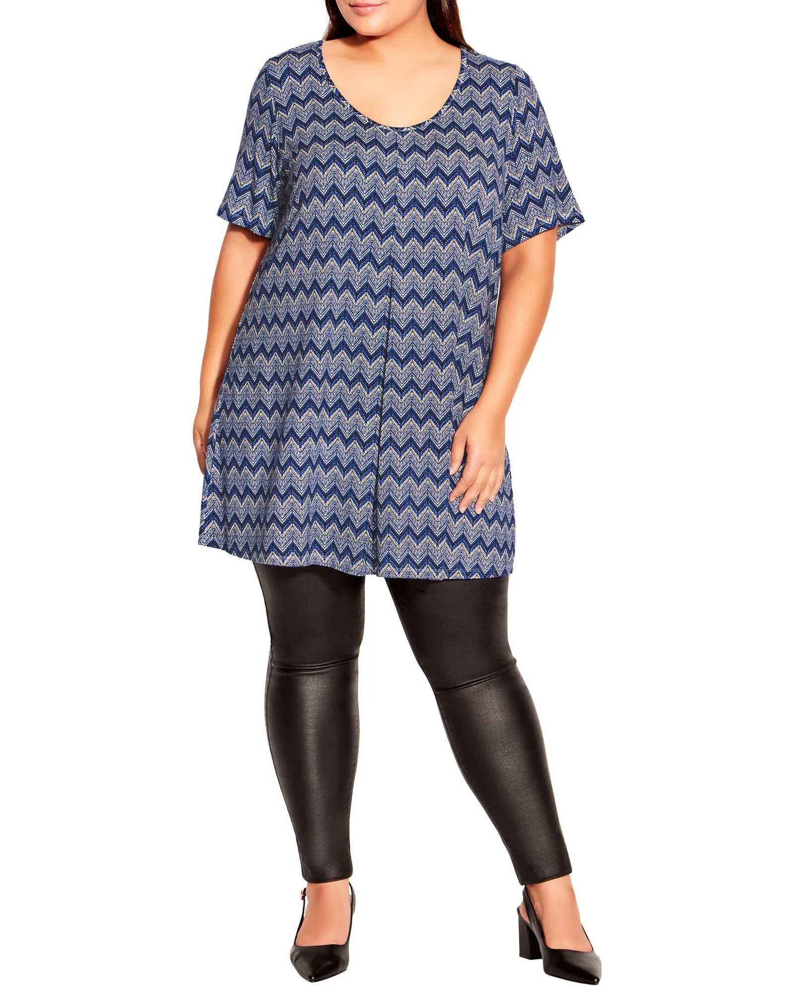 Livvy Pleated Front Tunic | Azure Blue / Light Grey