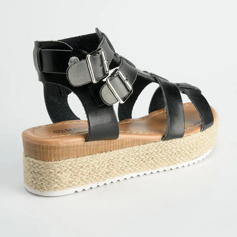 Madison Jade High Gladiator Wedge - Black