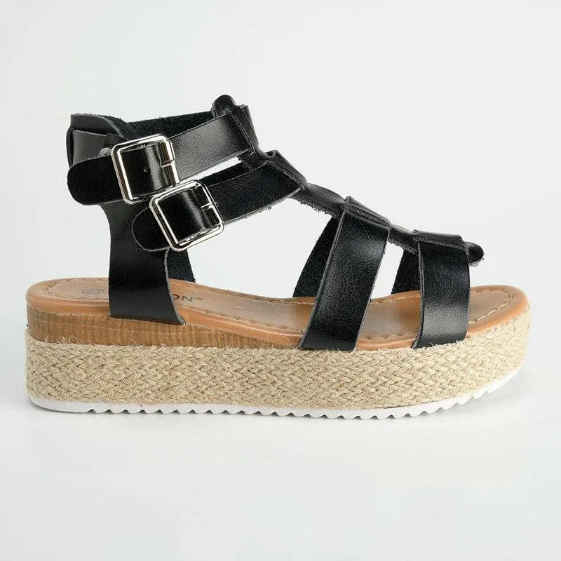 Madison Jade High Gladiator Wedge - Black