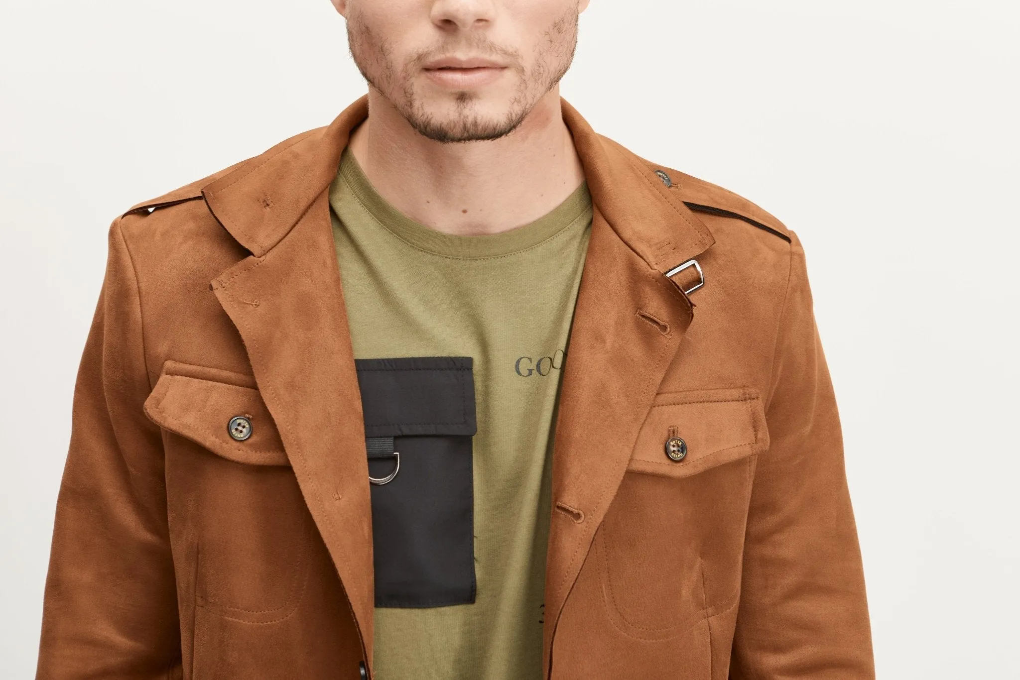 Microsuede Lightweight Safari Jacket - Camel