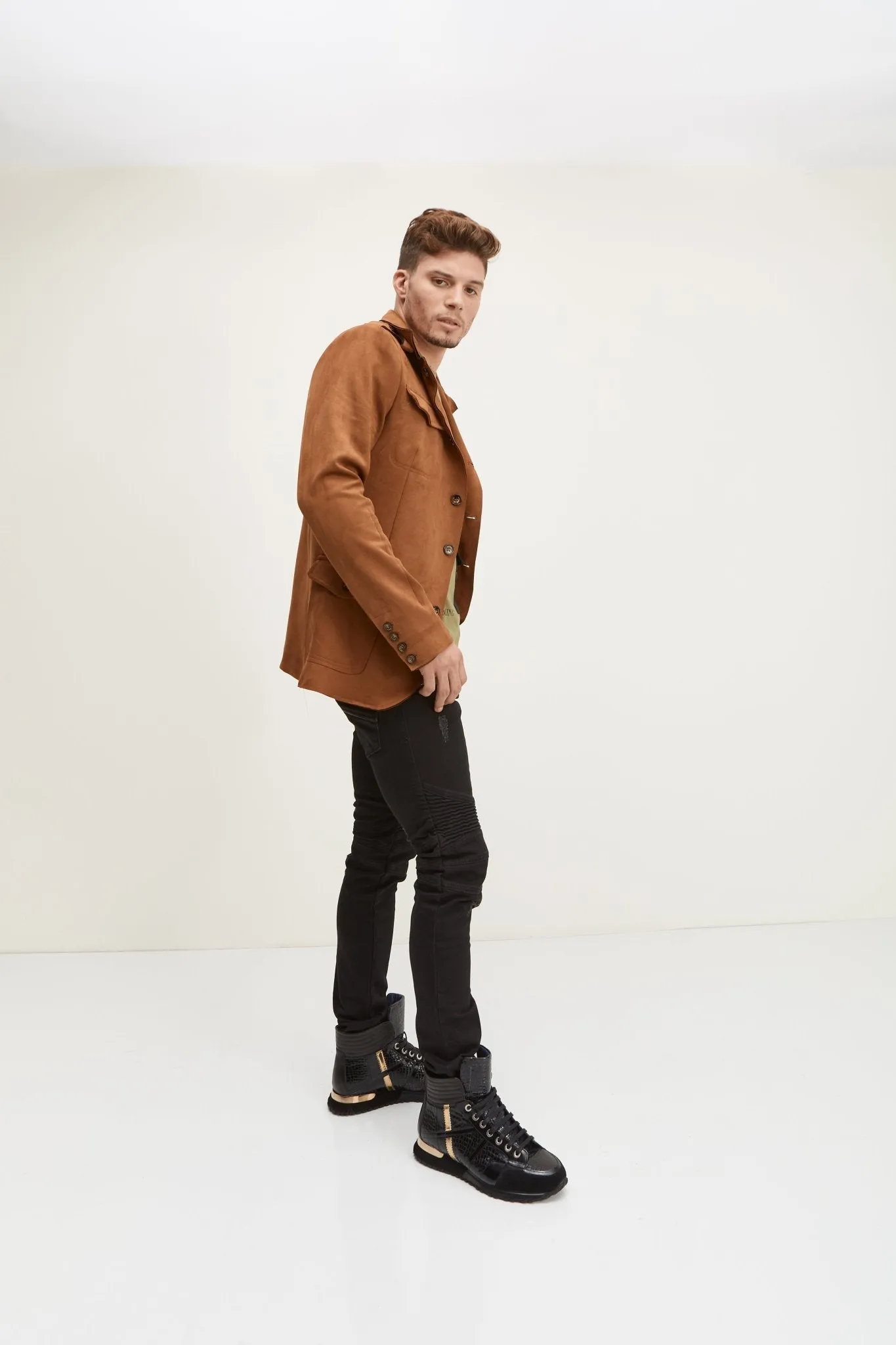 Microsuede Lightweight Safari Jacket - Camel