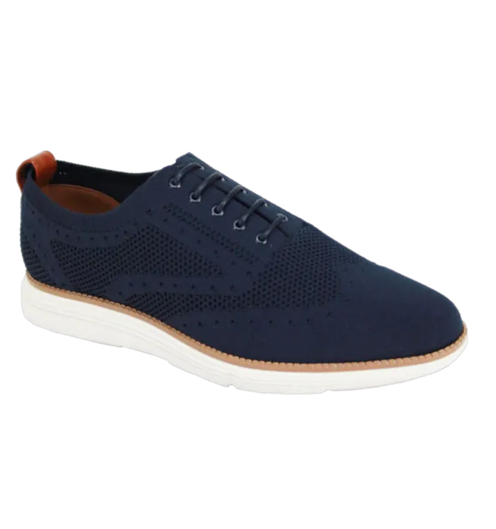 Navy Blue Men's Casual Lace-Up Sneakers Soft Material Shoes