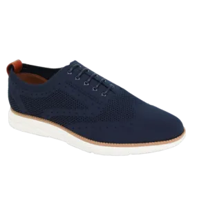 Navy Blue Men's Casual Lace-Up Sneakers Soft Material Shoes