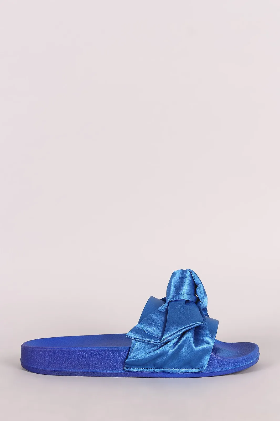 Oversized Satin Bow Open Toe Slide Sandal