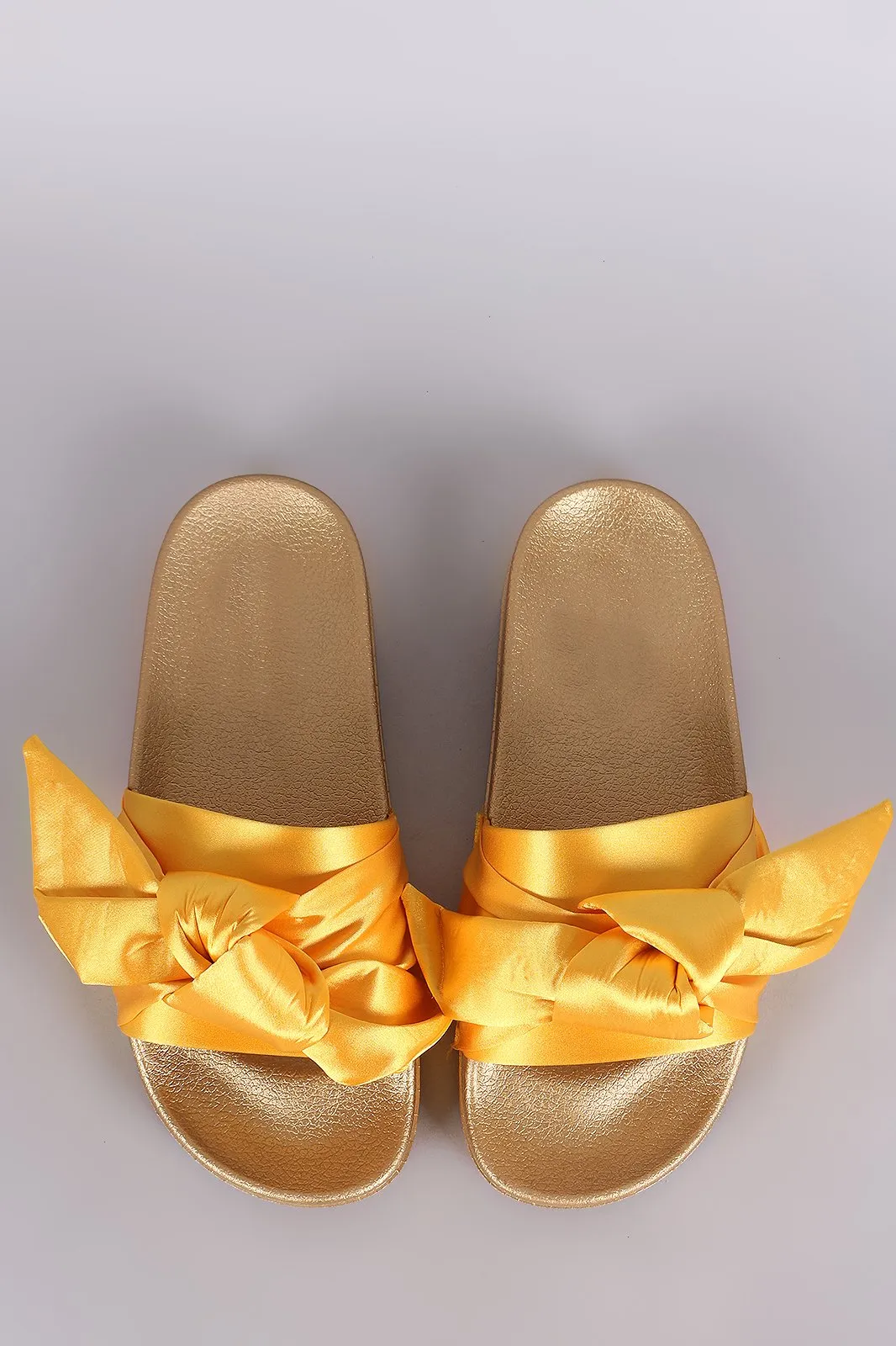 Oversized Satin Bow Open Toe Slide Sandal