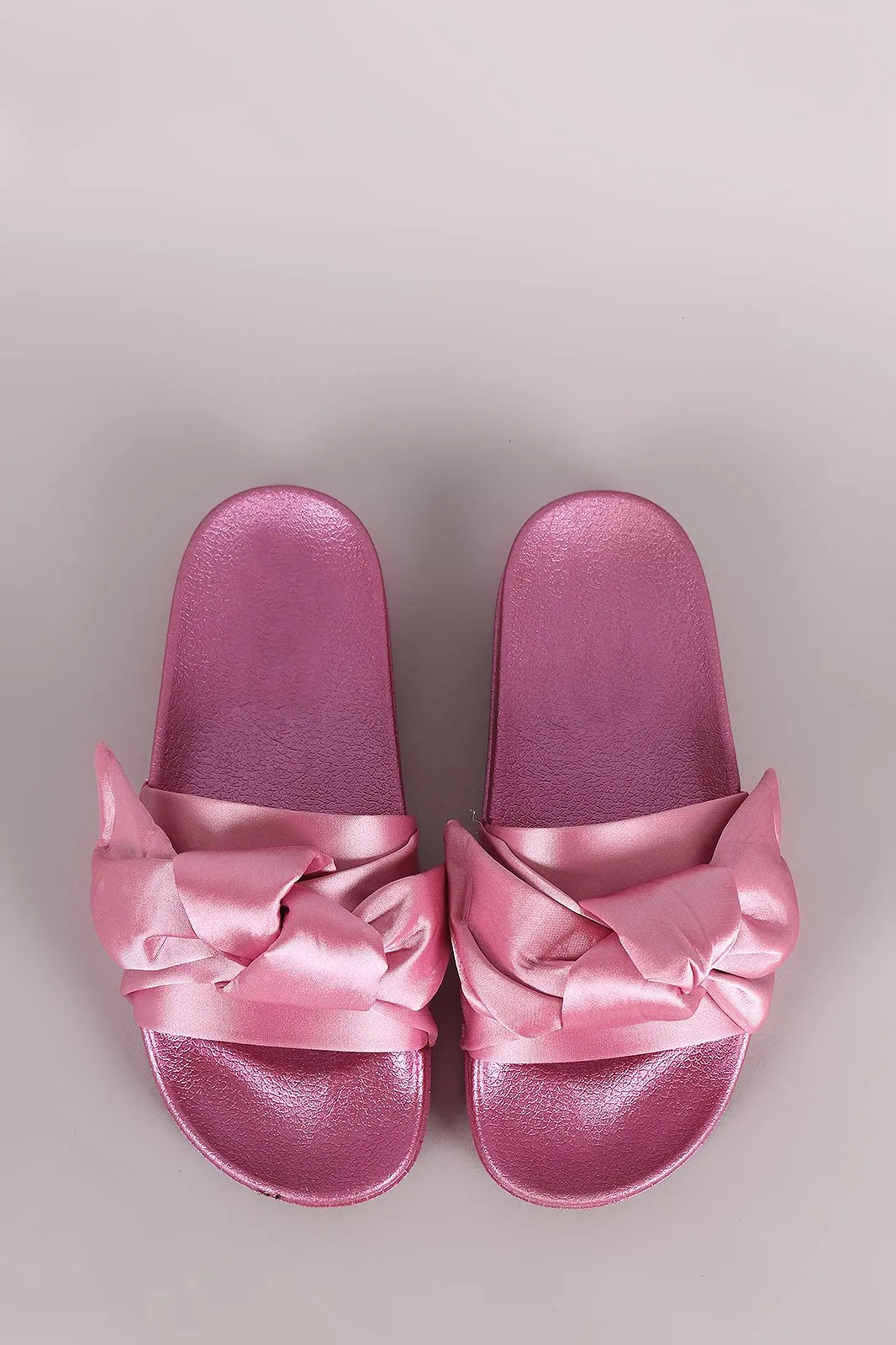 Oversized Satin Bow Open Toe Slide Sandal