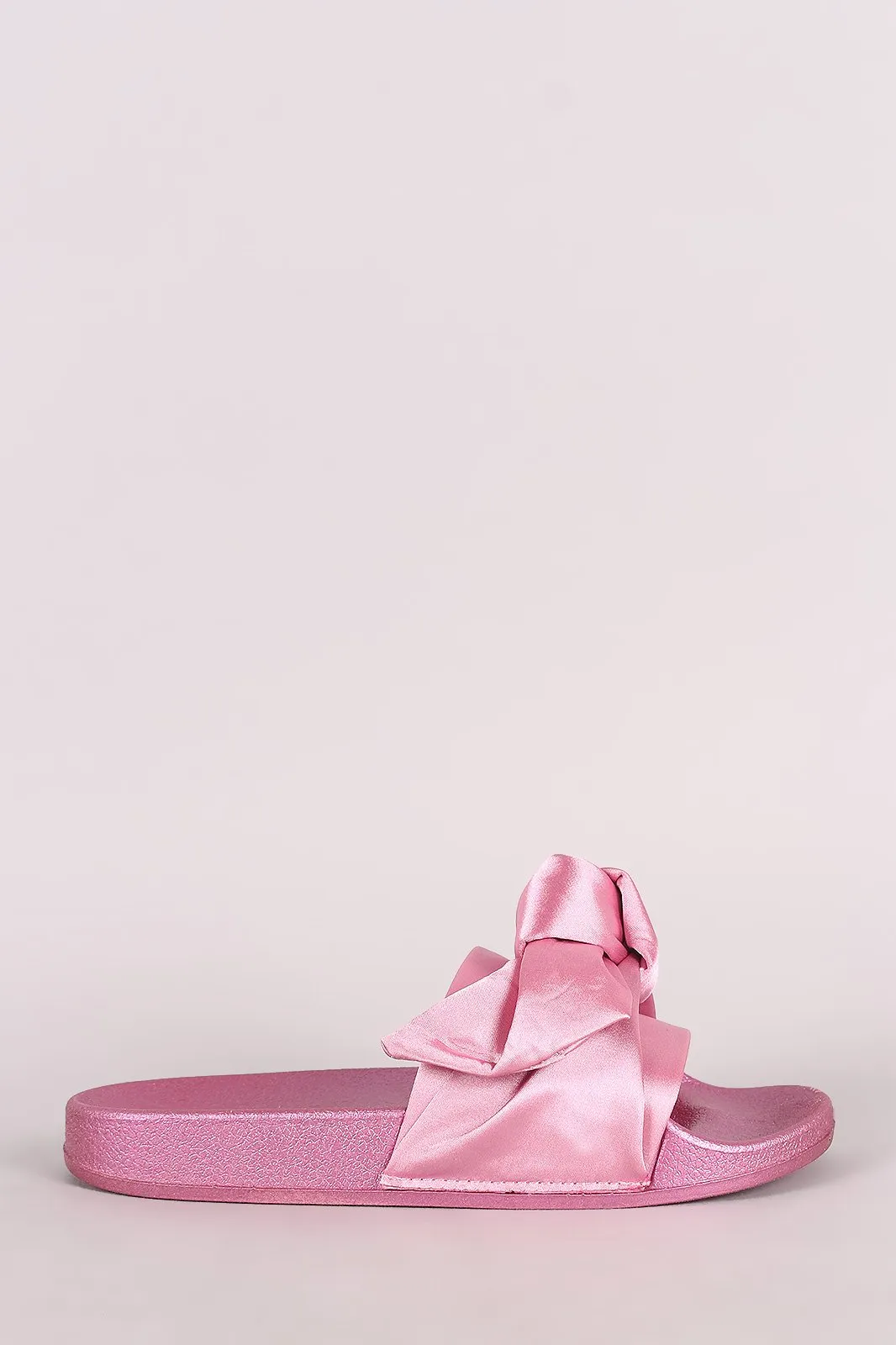 Oversized Satin Bow Open Toe Slide Sandal