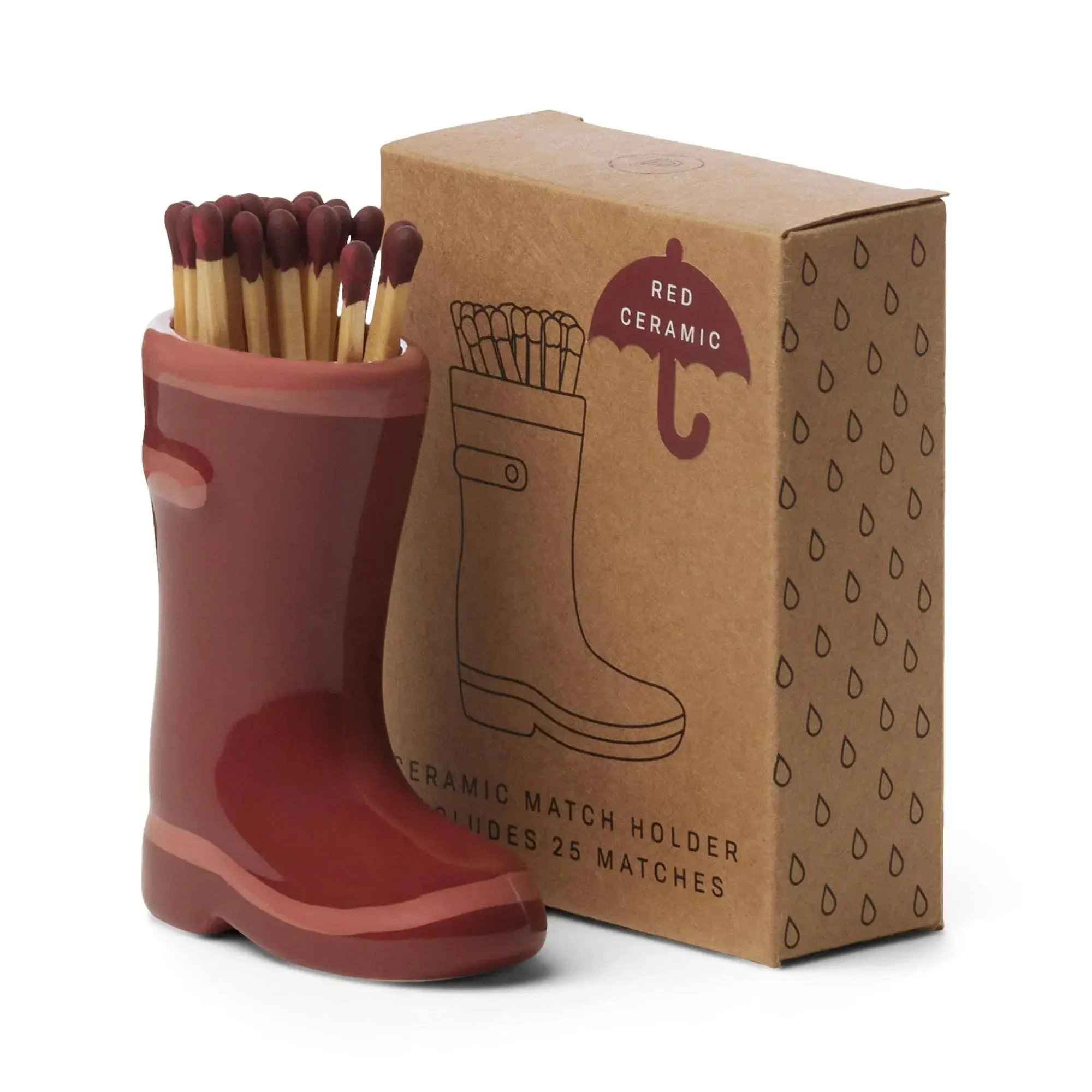 Paddywax Wellington Boot Holder with 25 Matches - Red