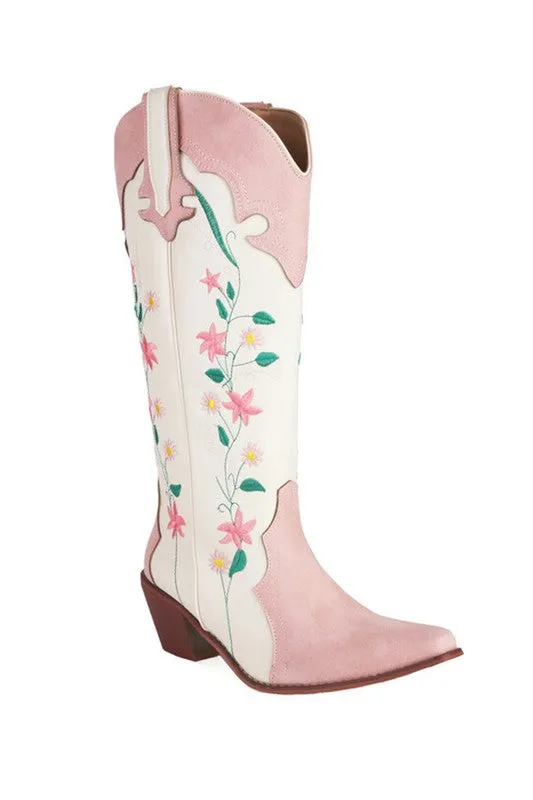 Pink Printed Chunky Boots