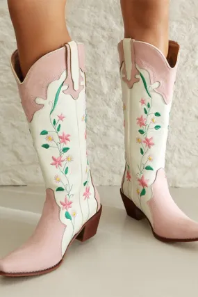 Pink Printed Chunky Boots