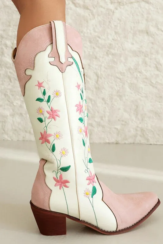 Pink Printed Chunky Boots