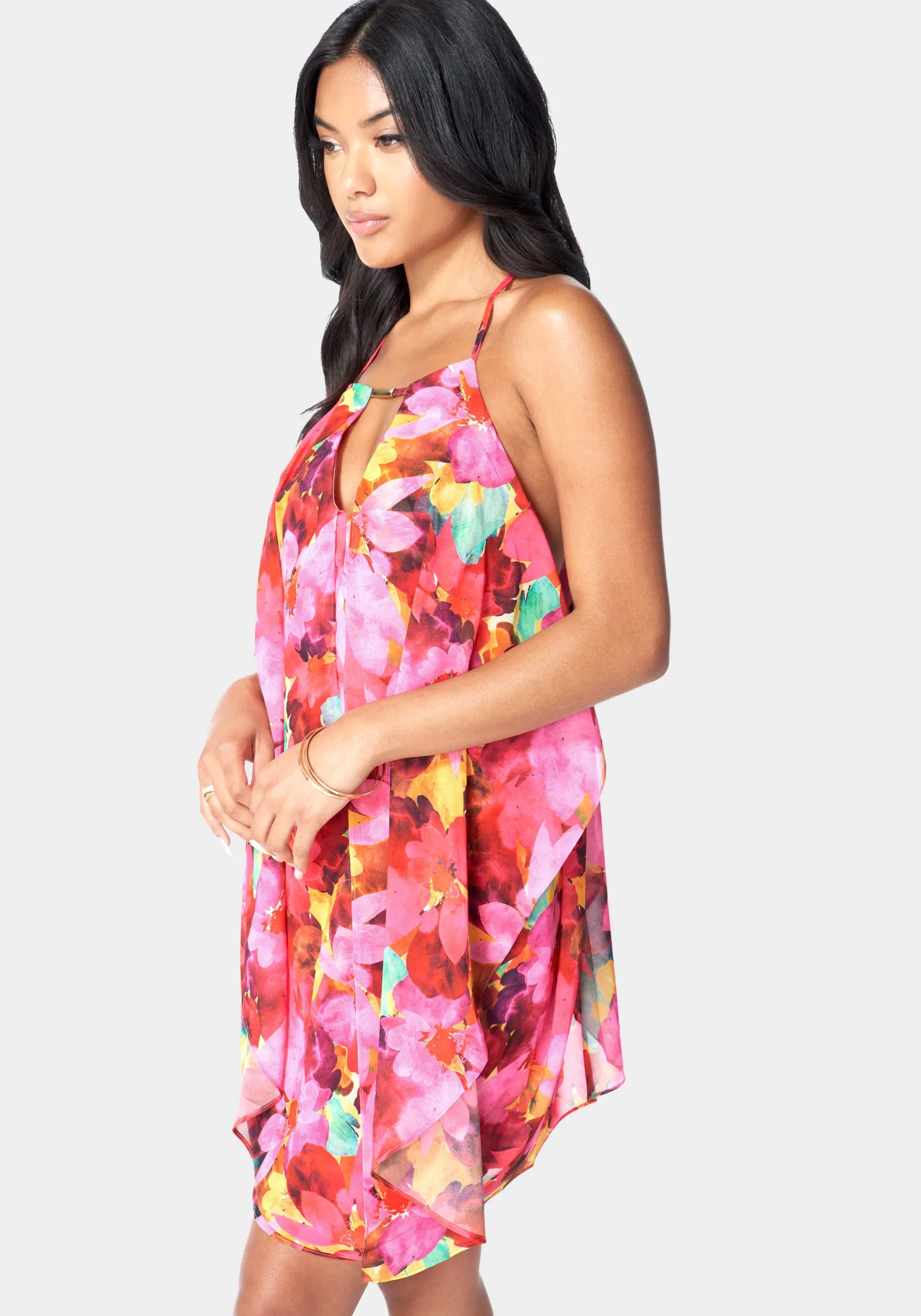 Printed Drape Shift Dress