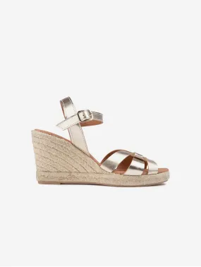 Rhubarb Women's Vegan Leather Espadrille Wedge Sandals | Gold Metallic