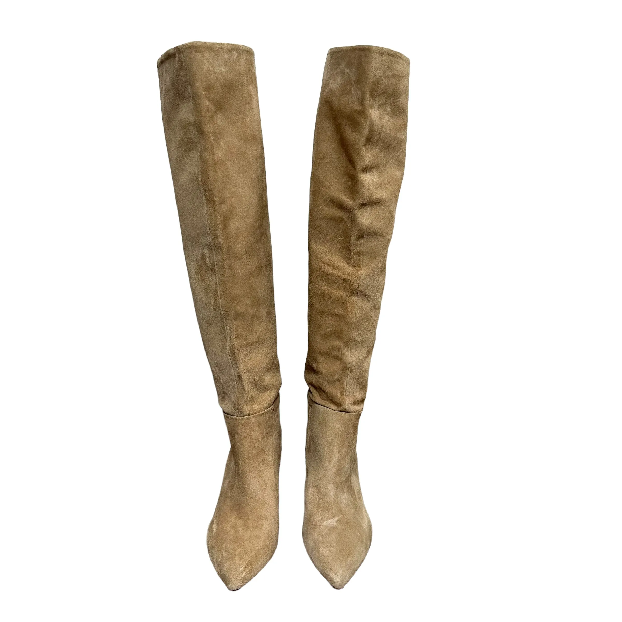 Sam Edelman Hutton  Over-The-Knee Boot Suede Tan Leather Pull On Heeled 8