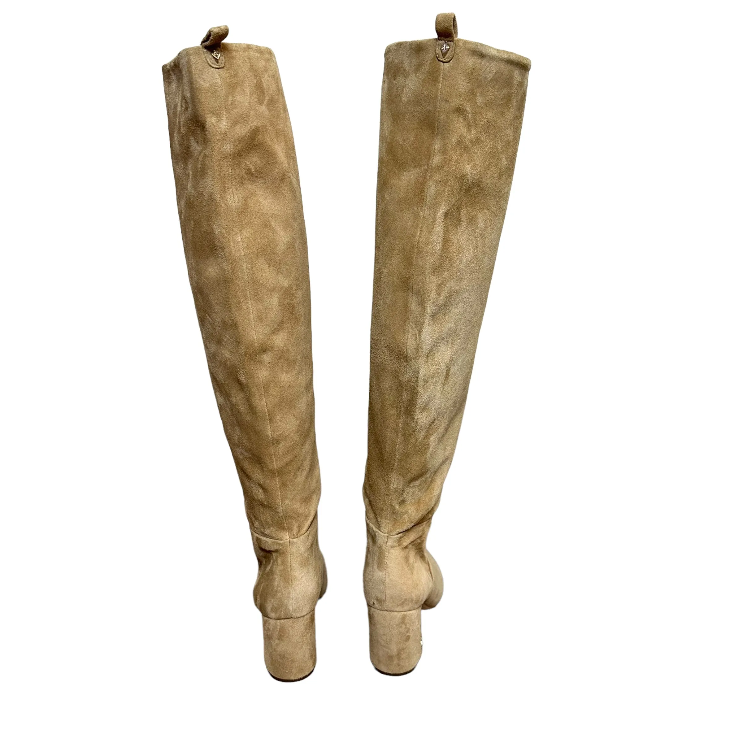 Sam Edelman Hutton  Over-The-Knee Boot Suede Tan Leather Pull On Heeled 8