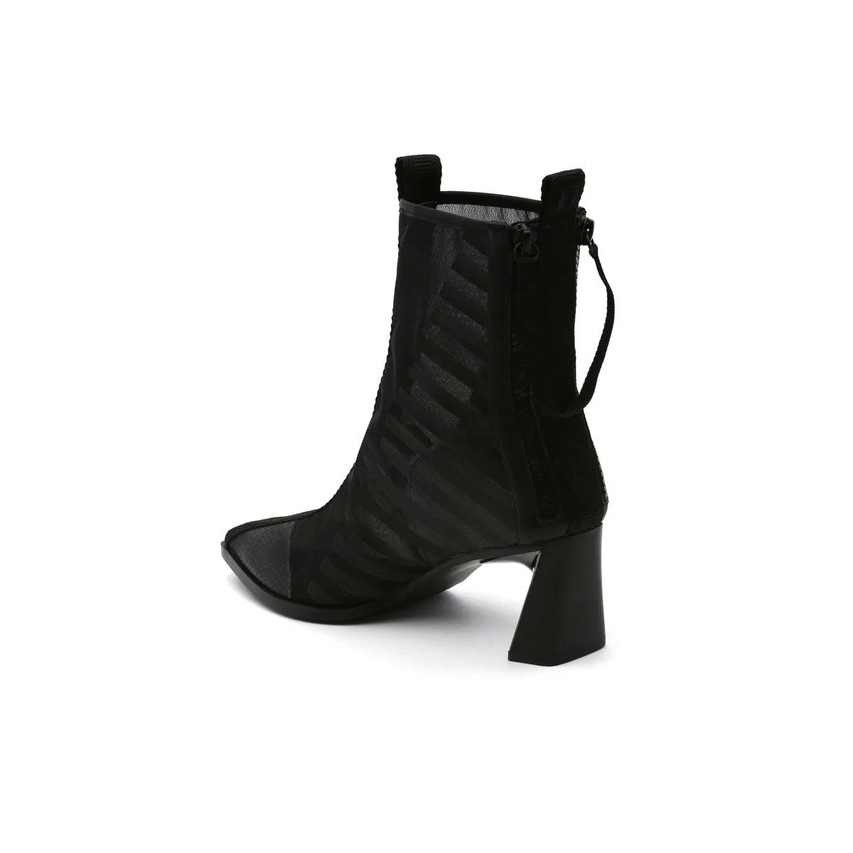 Skyline Mesh-Trimmed Leather Ankle Boots