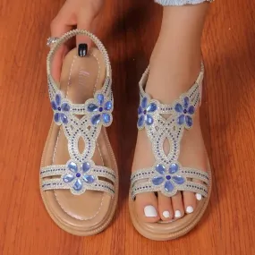 Summer New Bohemian Women Lightweight Flat Sandals Ladies Soft Bottom Slip-on Beach Sandals Women's Casual Sandals Plus Size