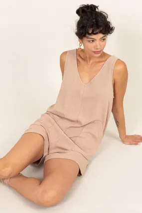 Tan Linen Romper