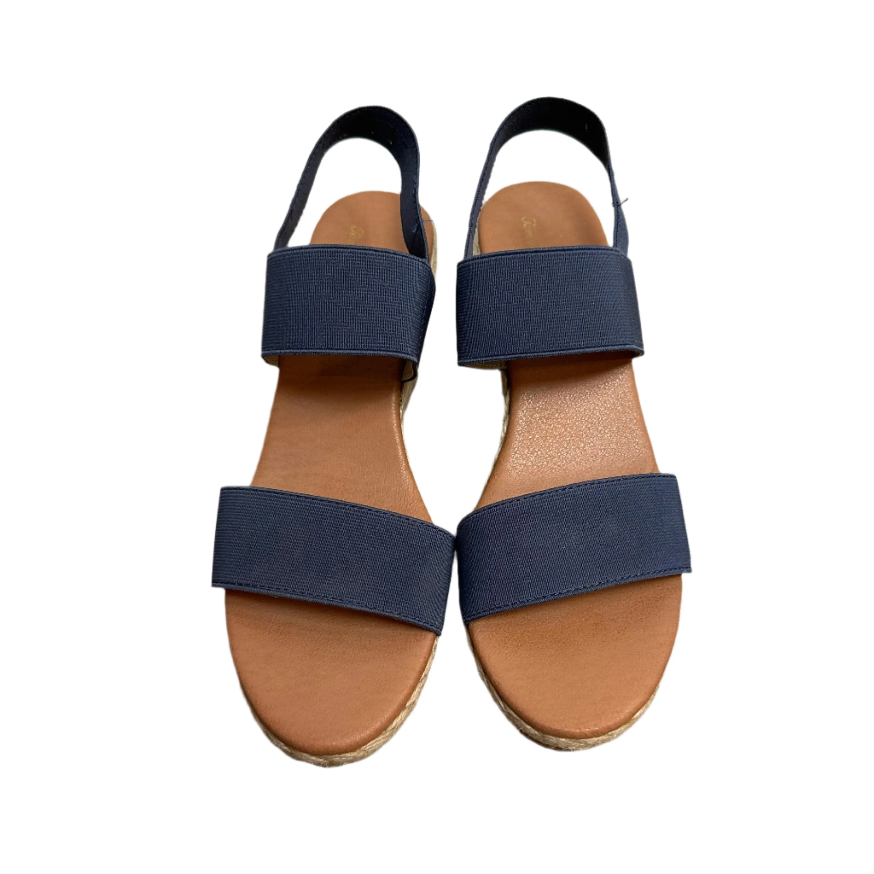 Tommy Bahama Sakura Sandal Heels Wedges Navy Blue Espadrilles 9