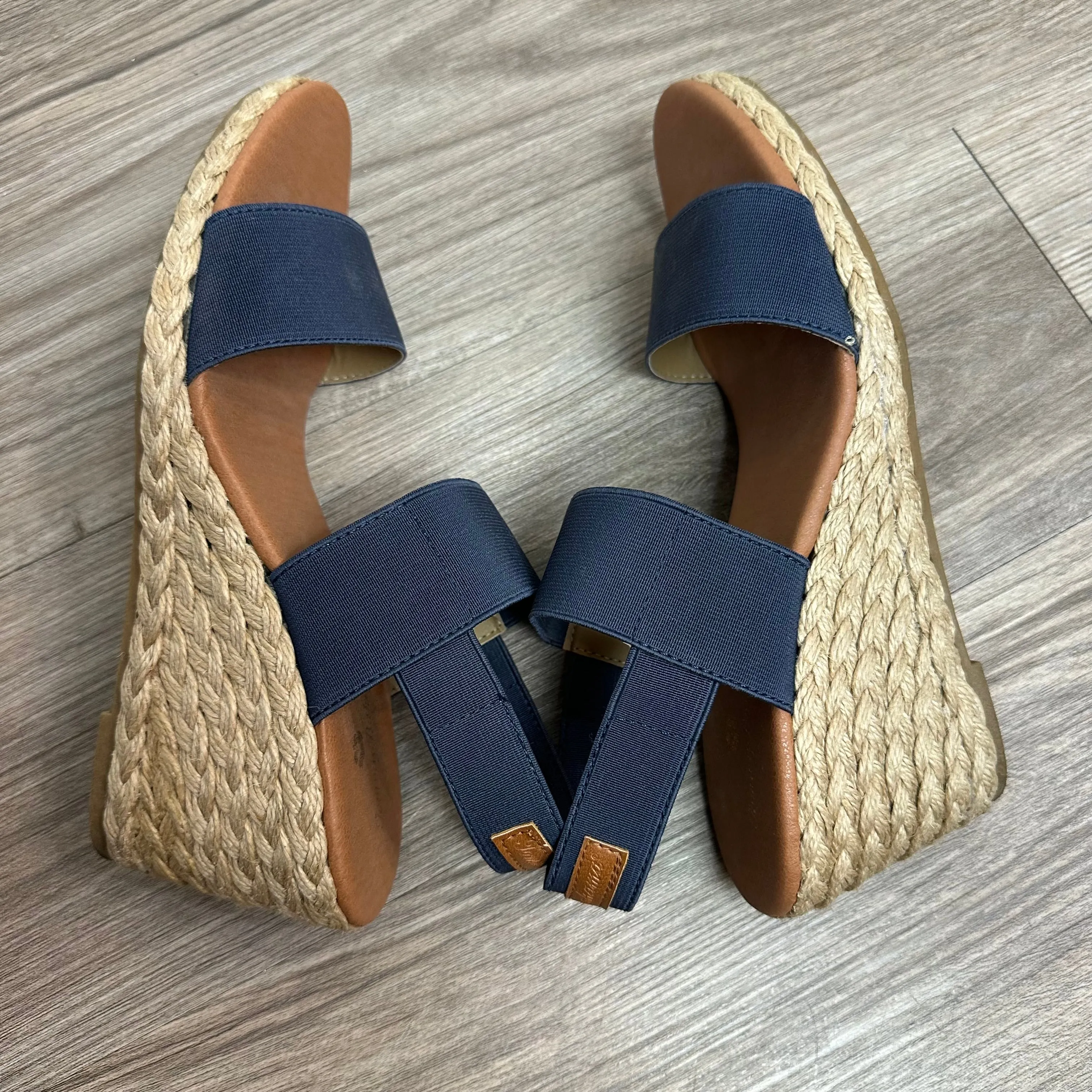 Tommy Bahama Sakura Sandal Heels Wedges Navy Blue Espadrilles 9