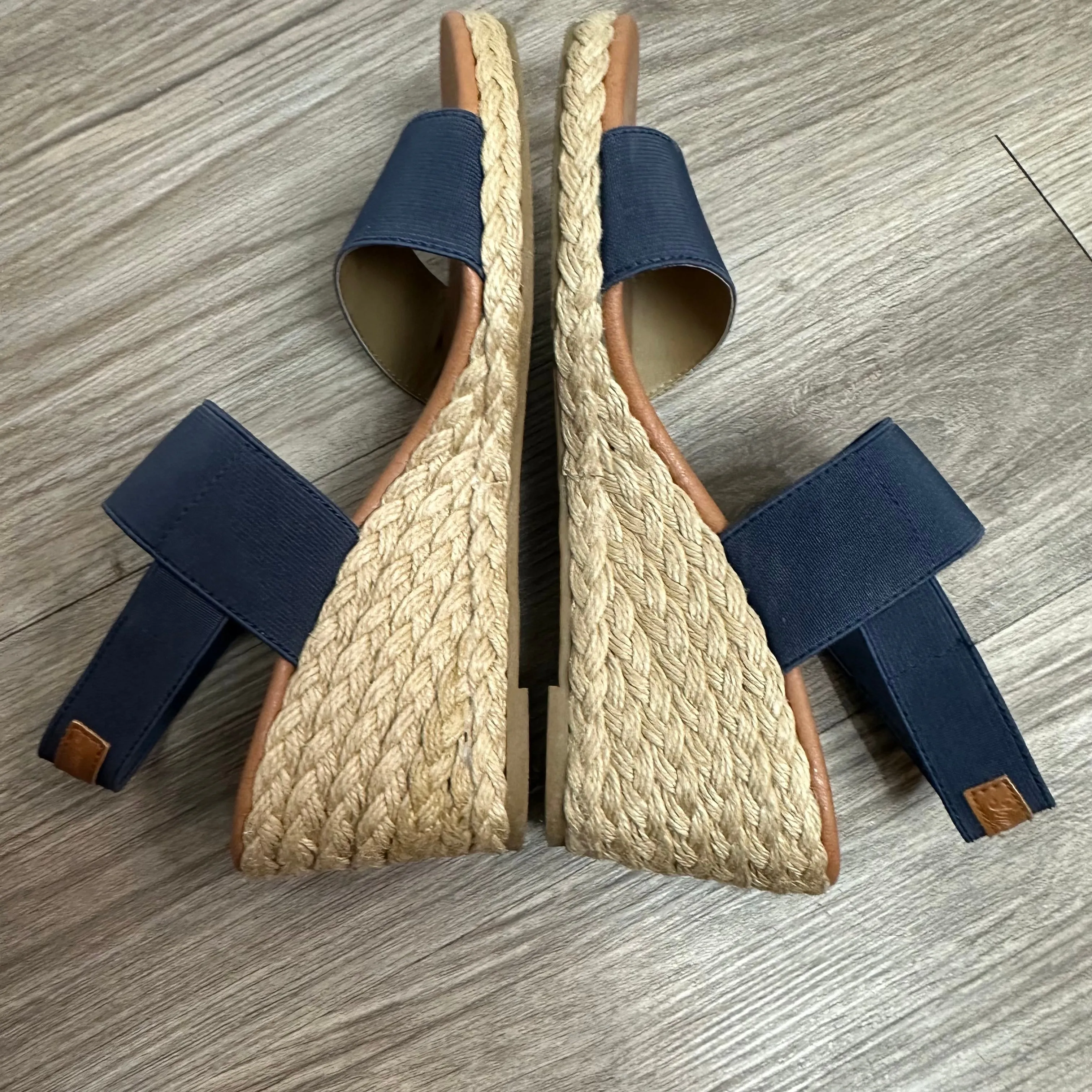 Tommy Bahama Sakura Sandal Heels Wedges Navy Blue Espadrilles 9