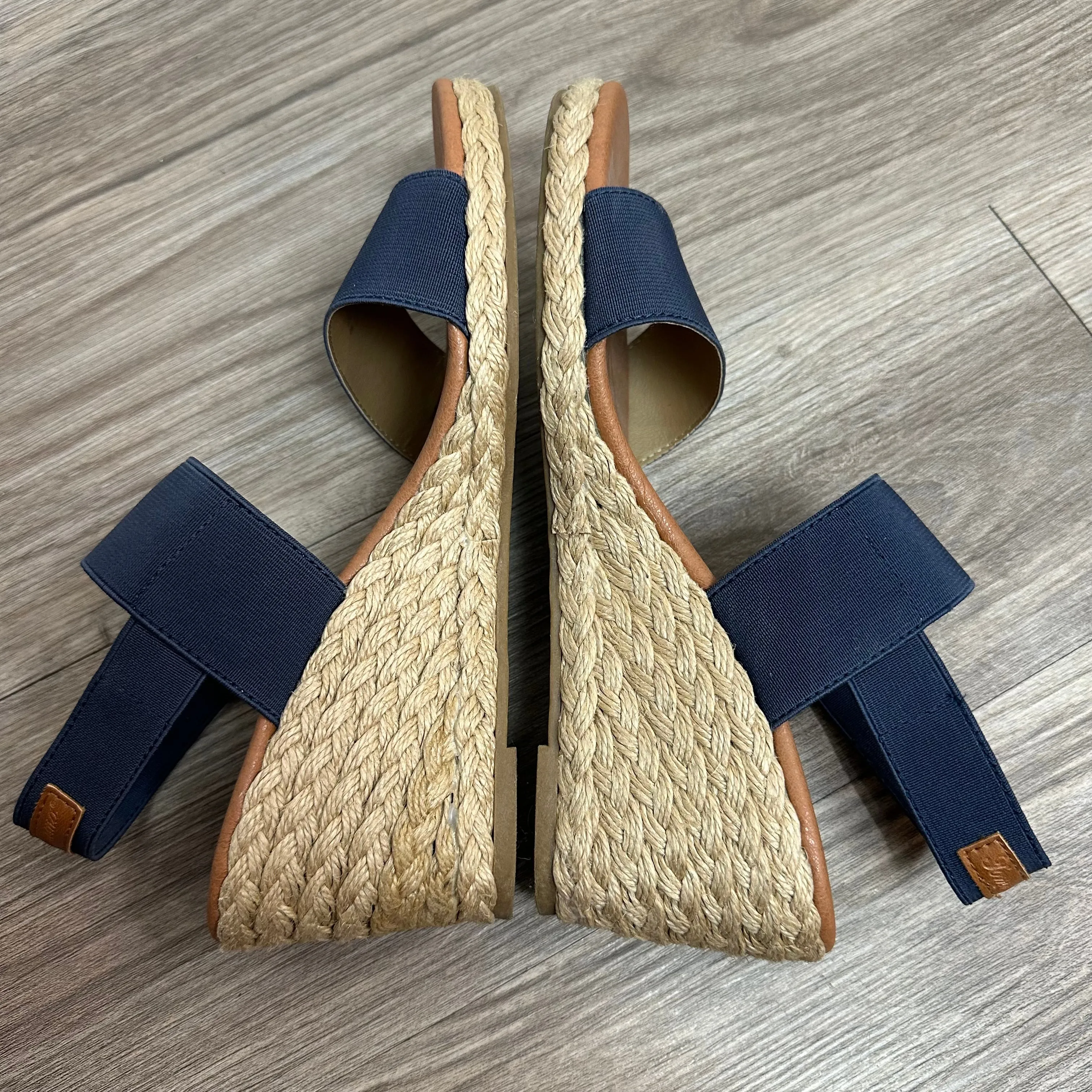 Tommy Bahama Sakura Sandal Heels Wedges Navy Blue Espadrilles 9