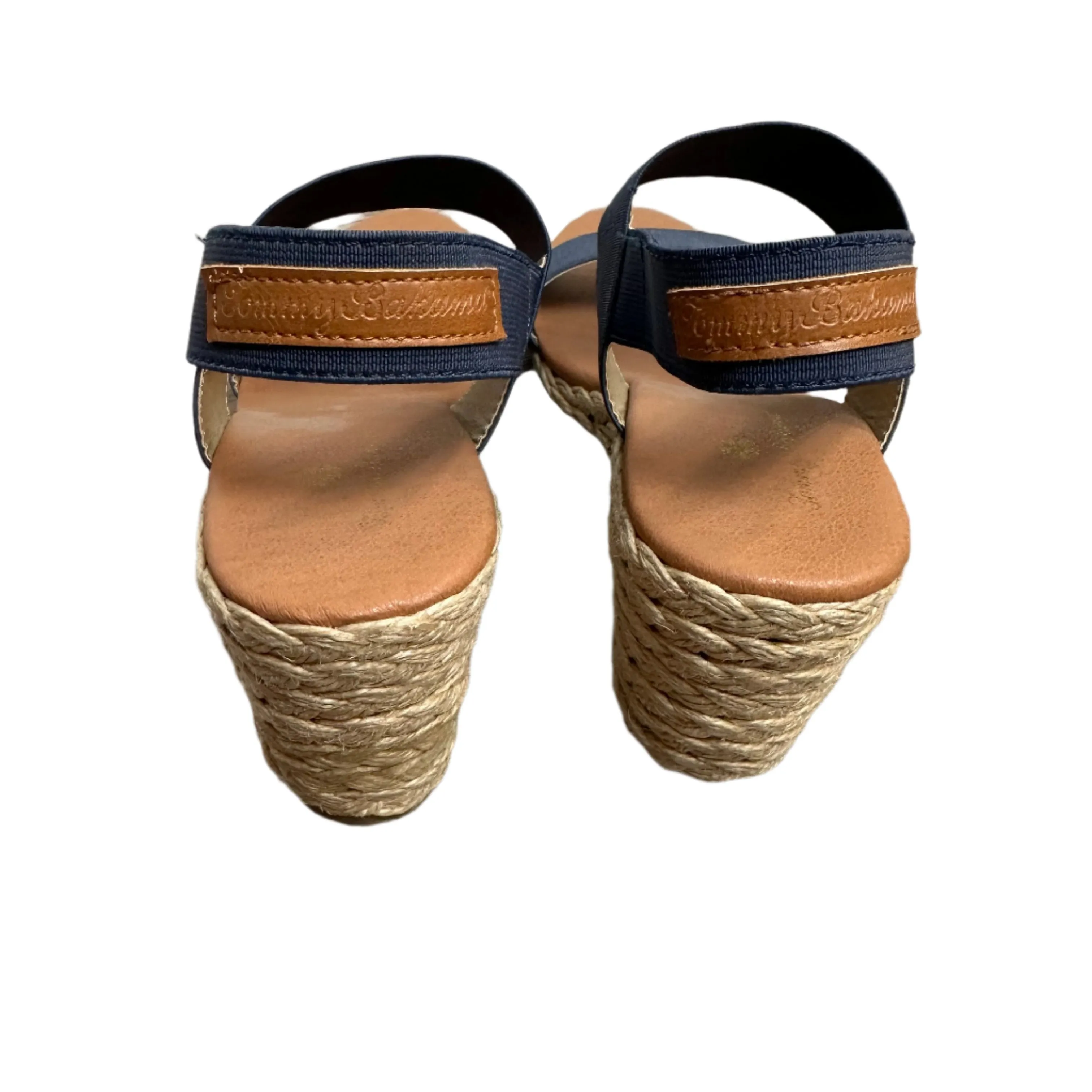 Tommy Bahama Sakura Sandal Heels Wedges Navy Blue Espadrilles 9