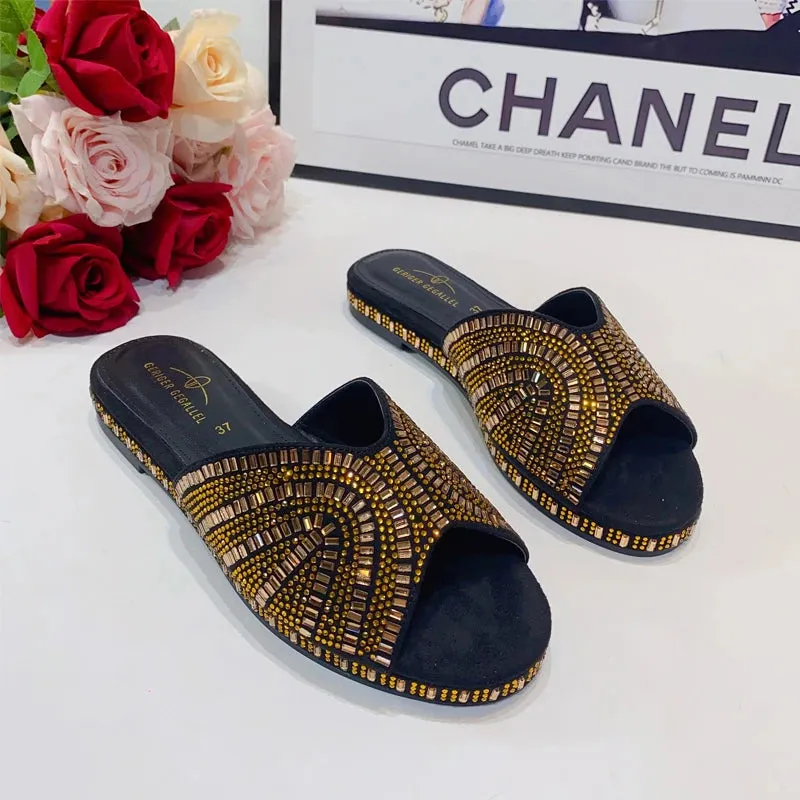 Trendy Colorful Slides for Women Low Heel Comfy Mules