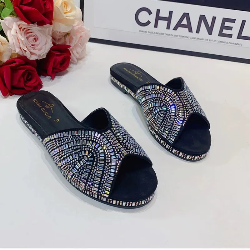 Trendy Colorful Slides for Women Low Heel Comfy Mules