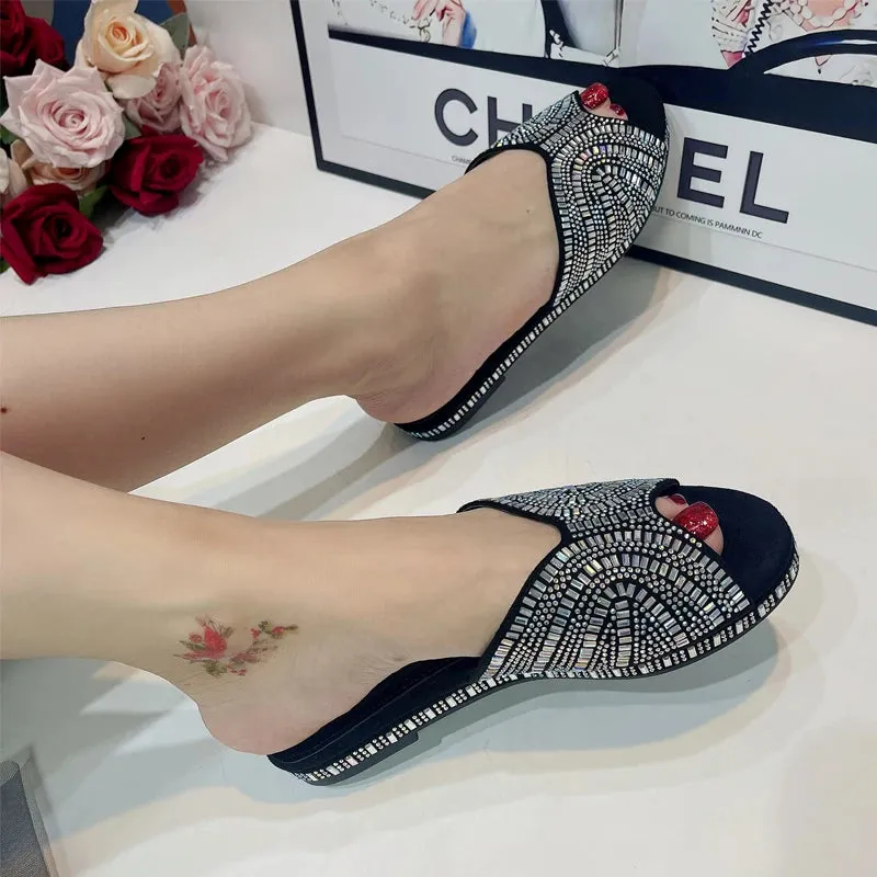 Trendy Colorful Slides for Women Low Heel Comfy Mules