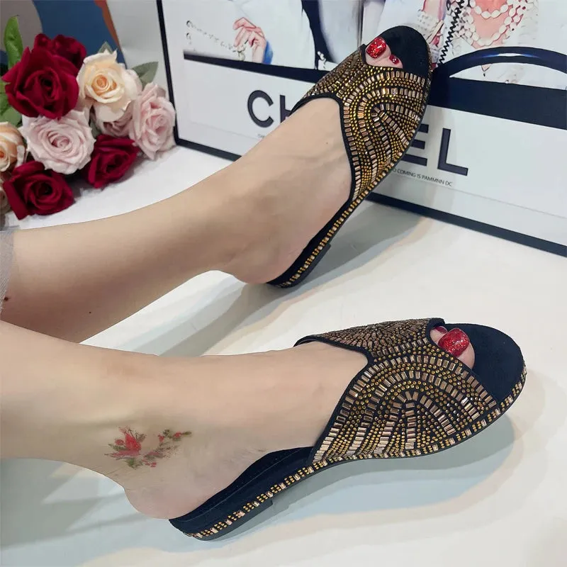 Trendy Colorful Slides for Women Low Heel Comfy Mules