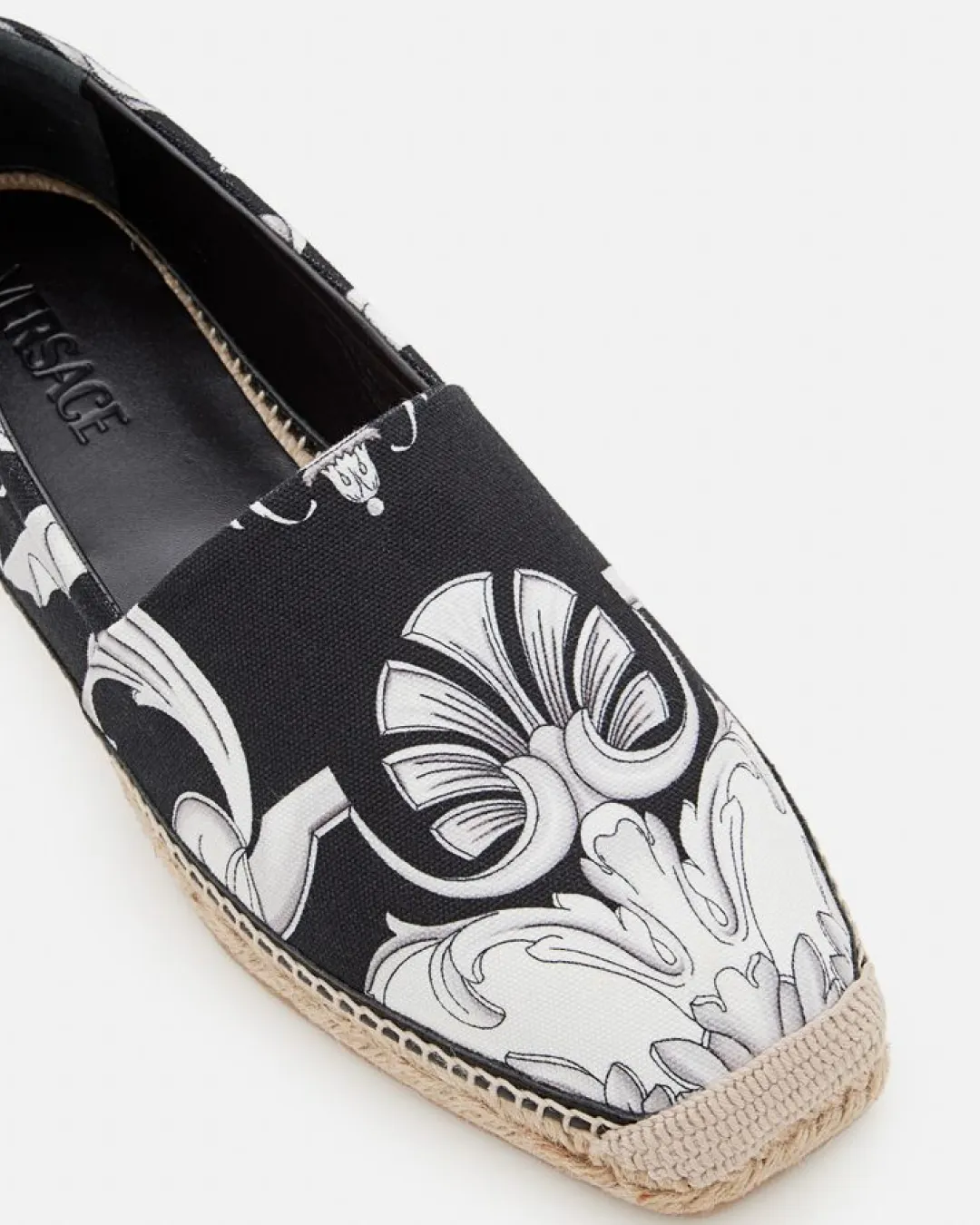 Versace Baroque Espadrille in White & Black.