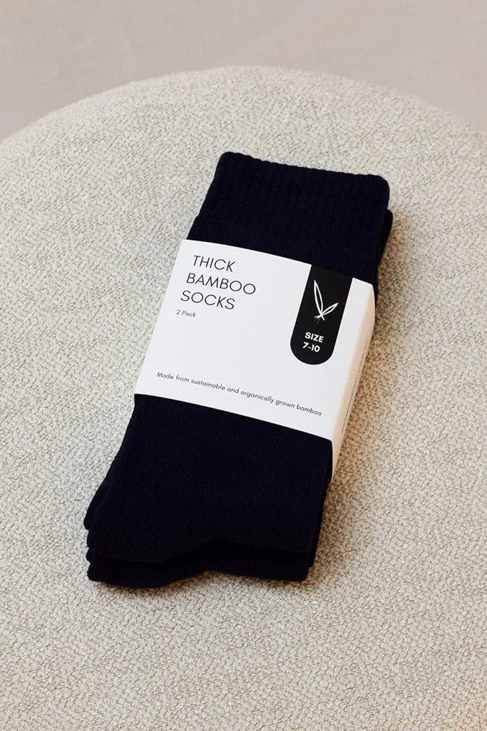 Women's Thick Bamboo Socks 2 Pack - Black